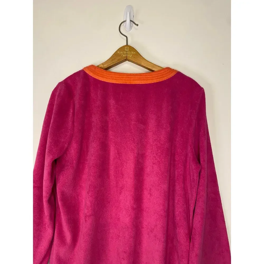 NWT Talbots Swim Cover Up Tunic Red Orange Size Large Long Shirt Terrycloth